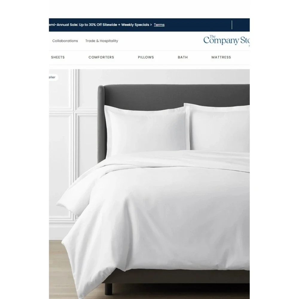 The Company Store Legends Luxury Velvet Flannel Queen Duvet Cover White D1S6